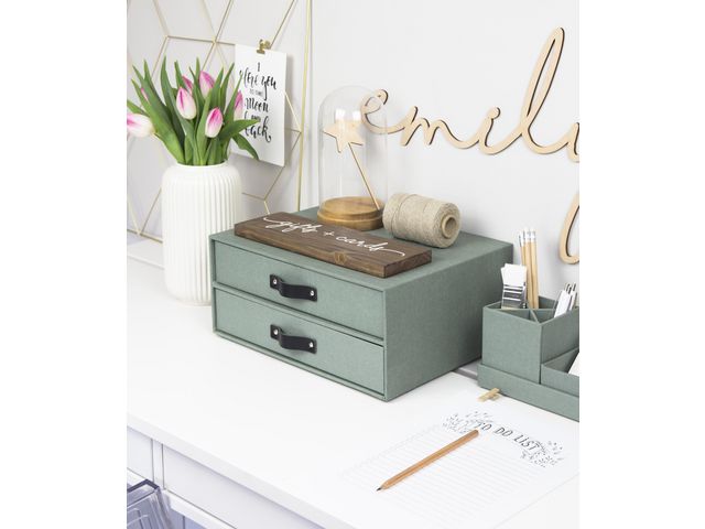 Skrivbordsbyrå kart. m. läderhand. mint